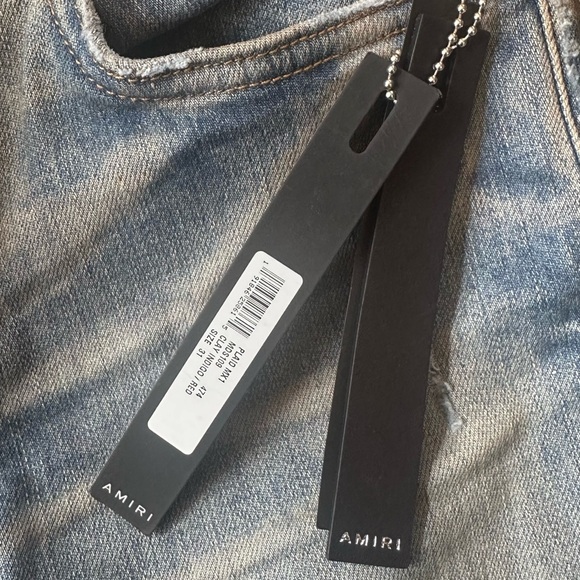 AMIRI MX1 Red Plaid Patch Underlay Distressed Jeans Size 31 New With Tags! - Picture 14 of 16